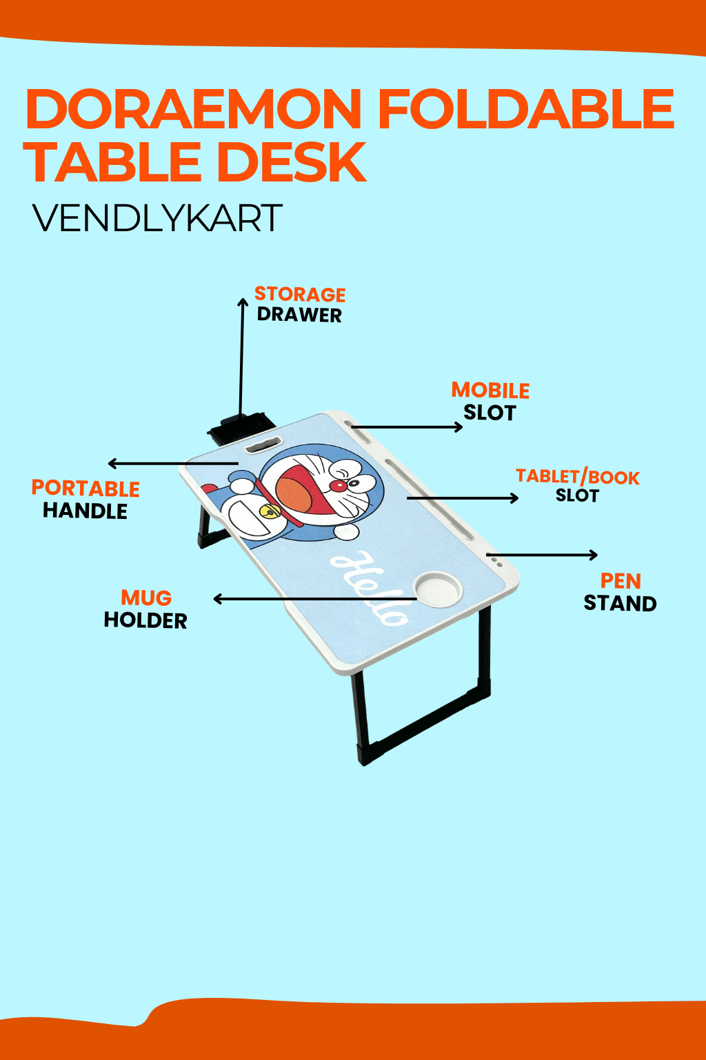 Doremon Foldable Table Desk for Kids | Study & Laptop Table