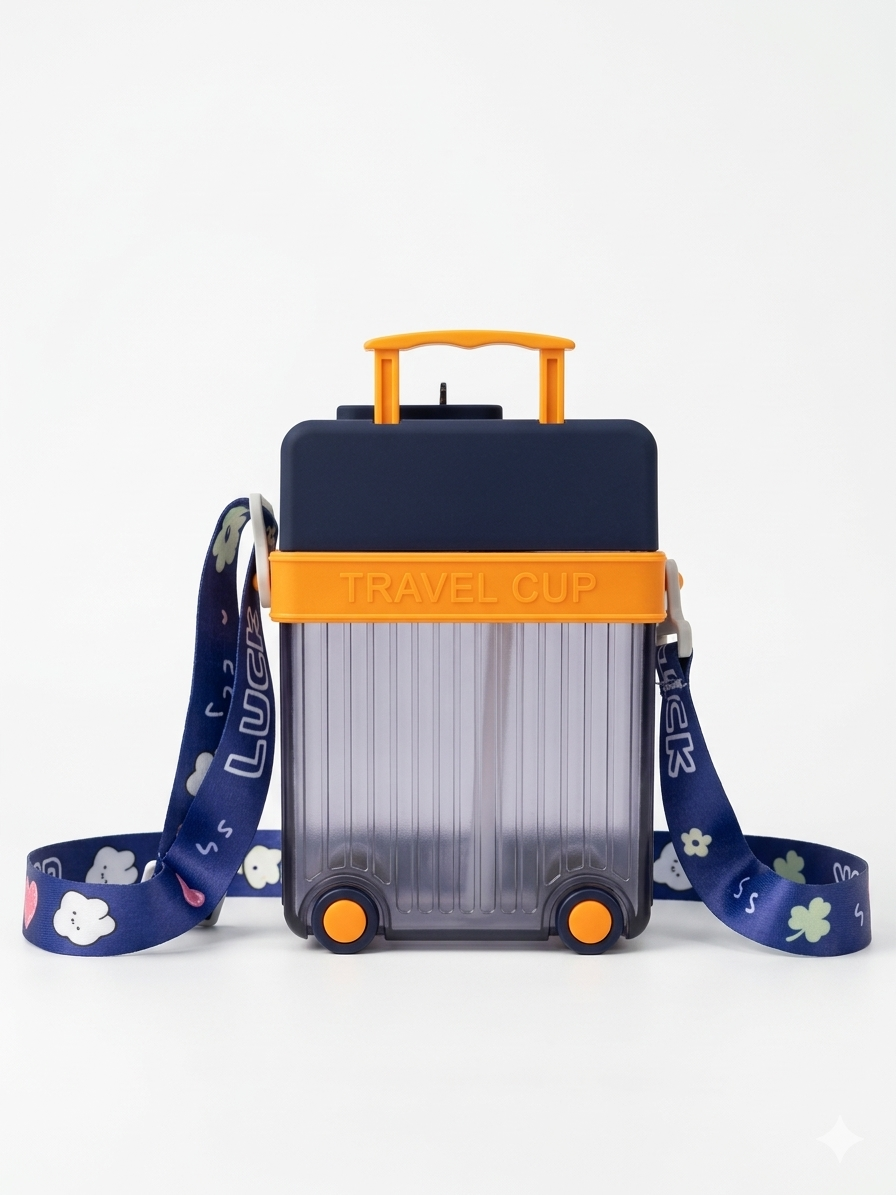Vendly's Suitcase sipper/trolley bottle with stickers