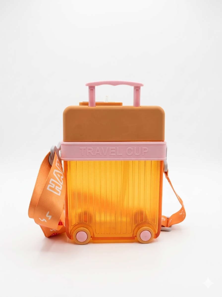 Vendly's Suitcase sipper/trolley bottle with stickers