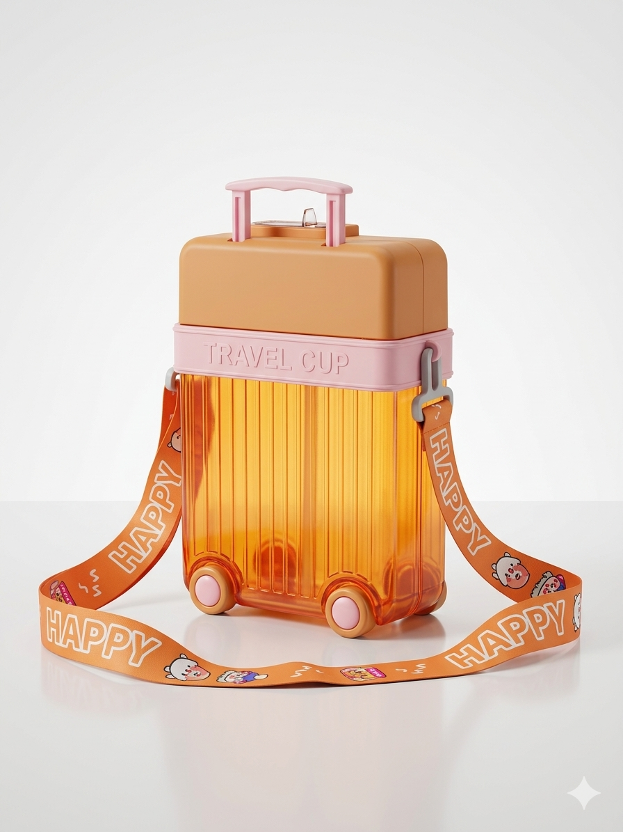 Vendly's Suitcase sipper/trolley bottle with stickers