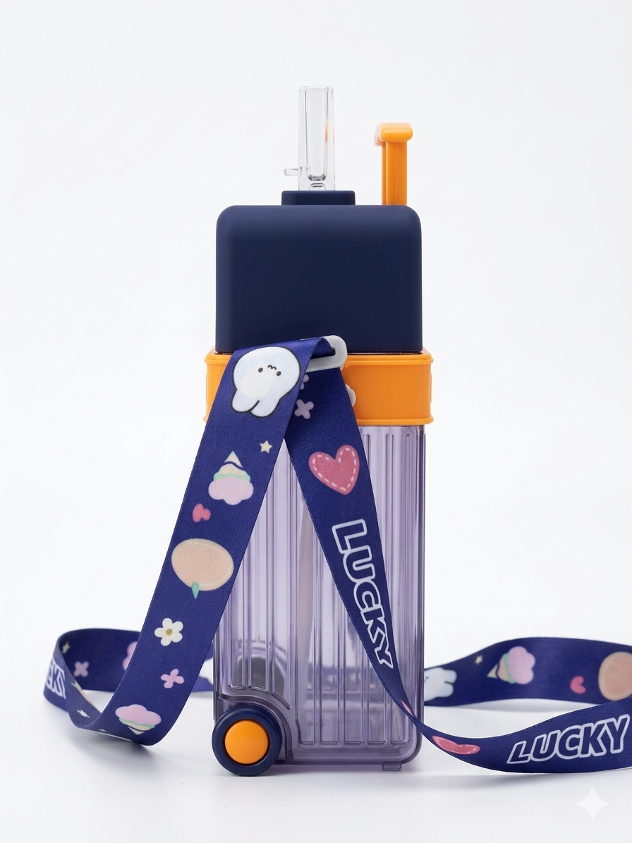 Vendly's Suitcase sipper/trolley bottle with stickers