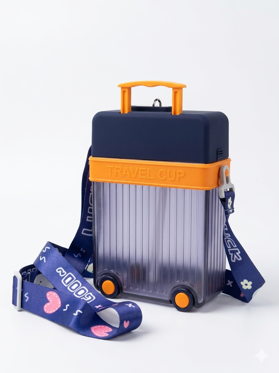 Vendly's Suitcase sipper/trolley bottle with stickers