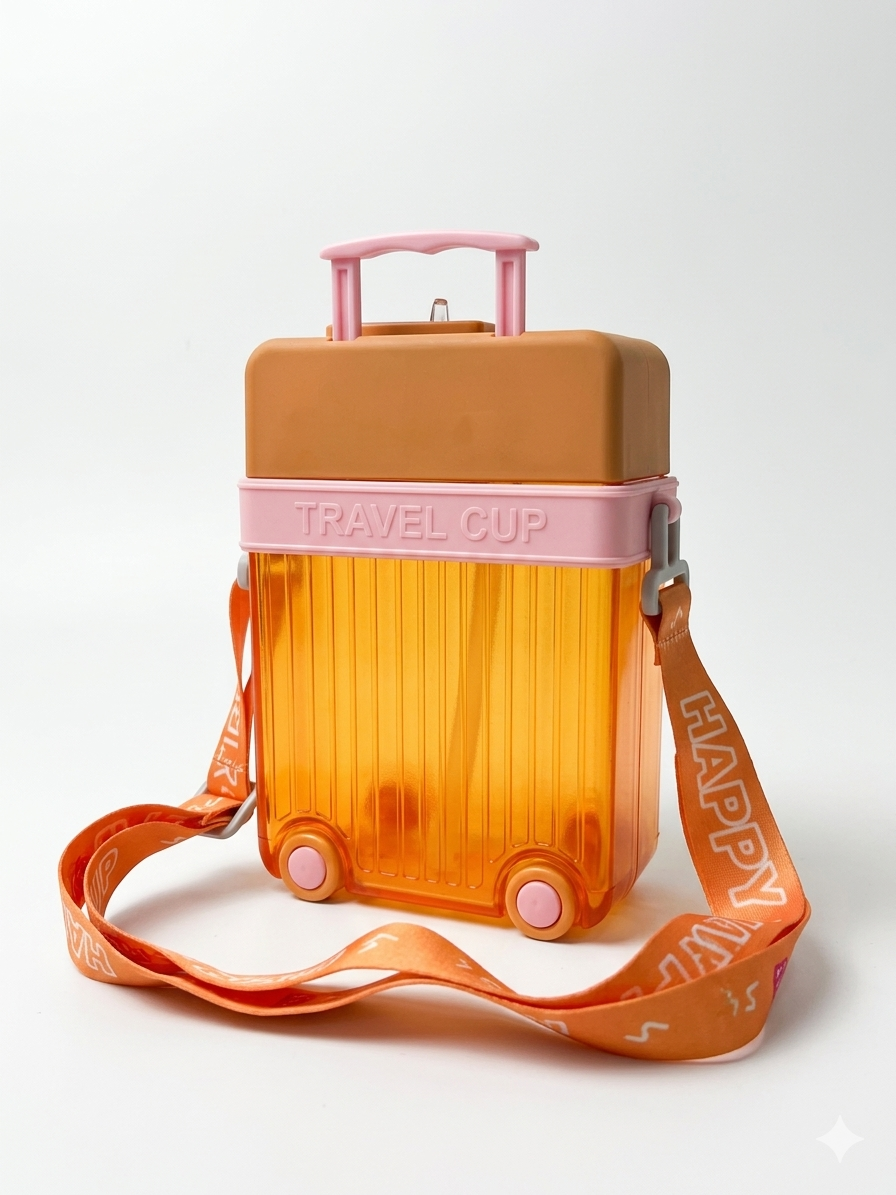 Vendly's Suitcase sipper/trolley bottle with stickers