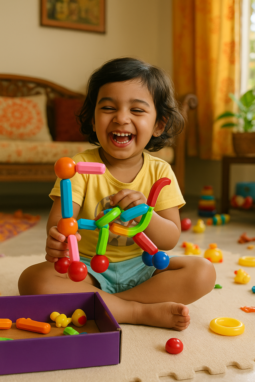 72-Piece Magnetic Building Blocks – Educational STEM Toy for Kids