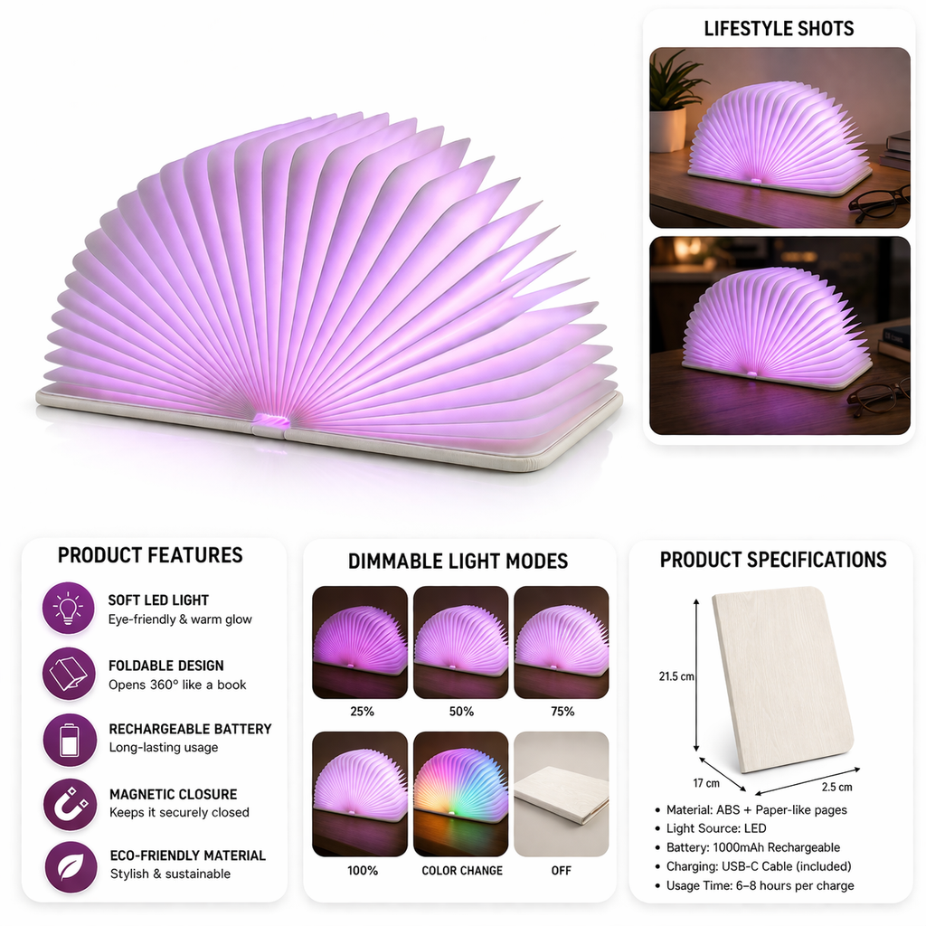 Vendly’s Book Lamp (Rechargeable Night Lamp)