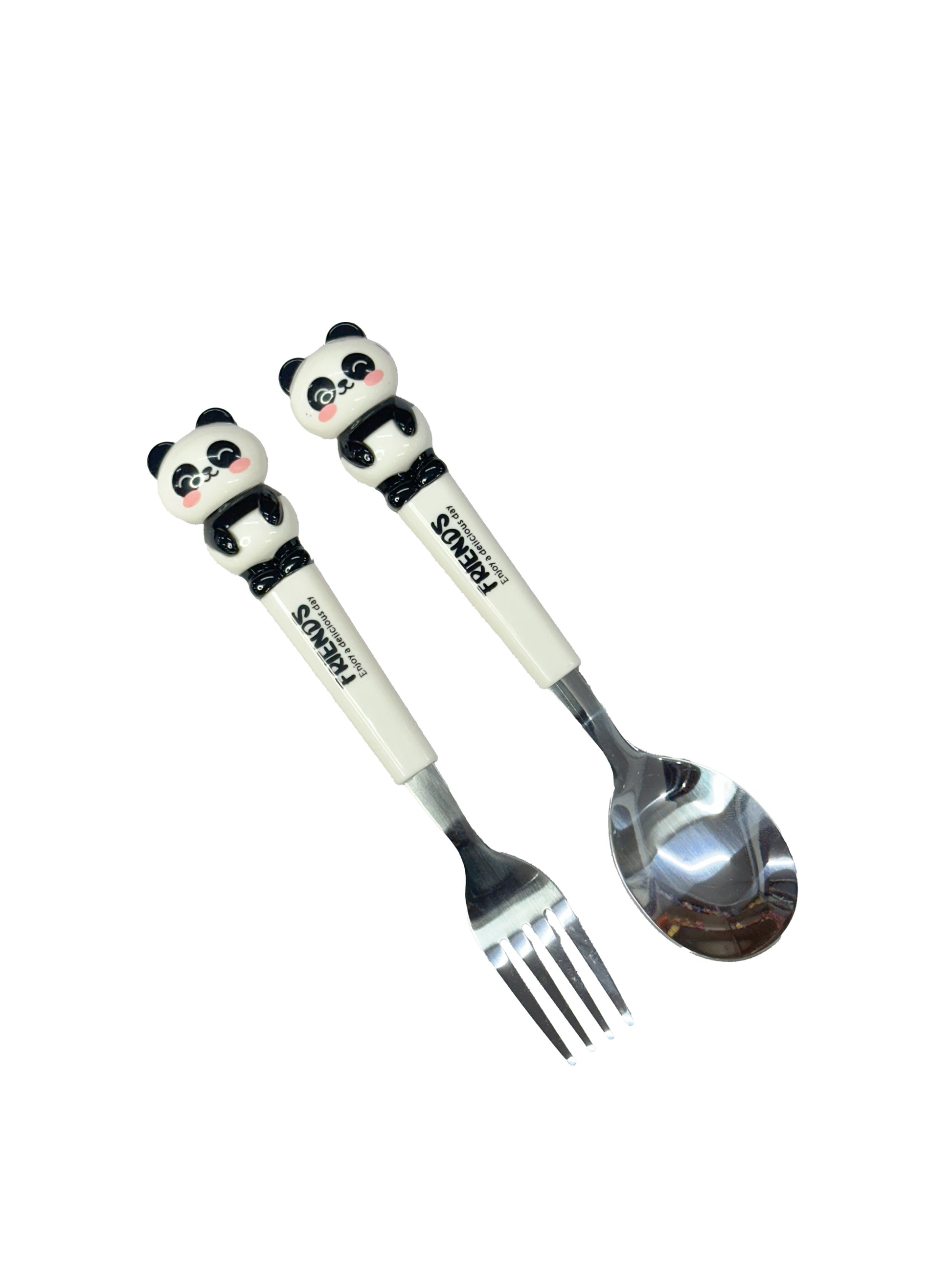 Vendly's Cute Animal Utensil Set – Panda | Stainless Steel Kids Spoon and Fork | 2-Piece Flatware Set for Children