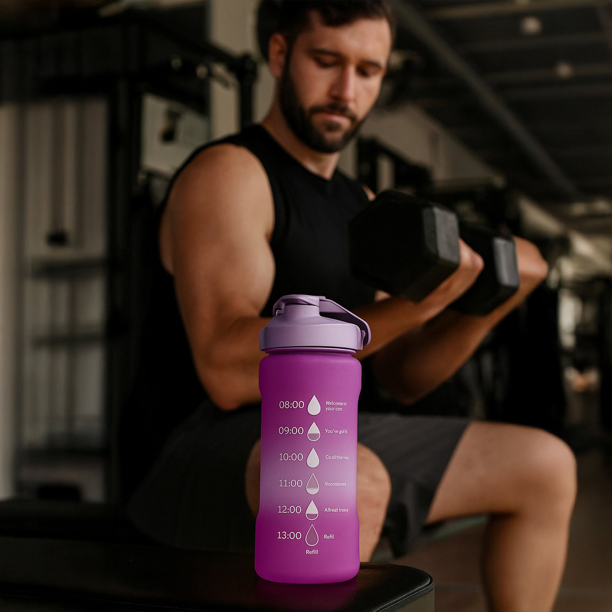 3 Motivational Water Bottles Set – Time Marker & Quotes